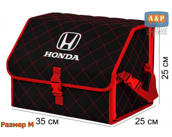 Саквояж "Союз" в багажник Honda (Хонда), размер M. Цвет: черный с красной прострочкой Ромб.