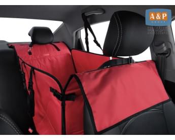 Автогамак Happy Dog Premium (Хэппи Дог Премиум). На 1/3 заднего сиденья. Цвет: красный с черной окантовкой.