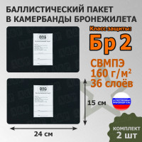 Баллистические пакеты в камербанды бронежилета. 24x15 см. Класс защитной структуры Бр 2.