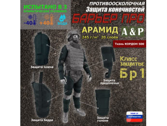 Комплект противоосколочной защиты "Барьер ПРО". Арамид (кевлар). Класс защиты Бр 1. Цвет: черный.