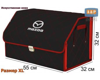 Органайзер-саквояж "Союз Премиум" в багажник Mazda (Мазда), размер XL. Цвет: черный с красной прострочкой Ромб.